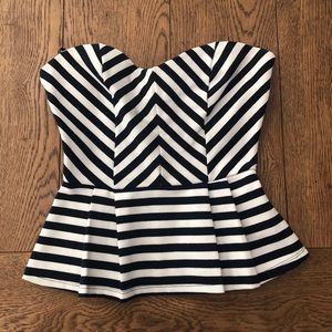 Stripped peplum tube top